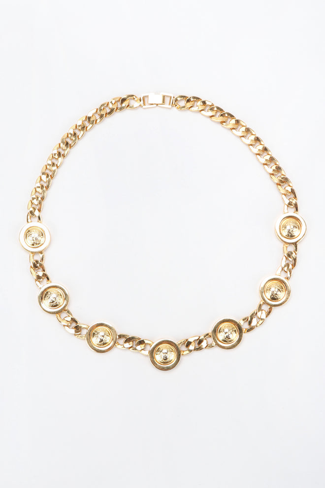 Recess Los Angeles Vintage Gianni Versace Medusa Gold Coin Collar Necklace