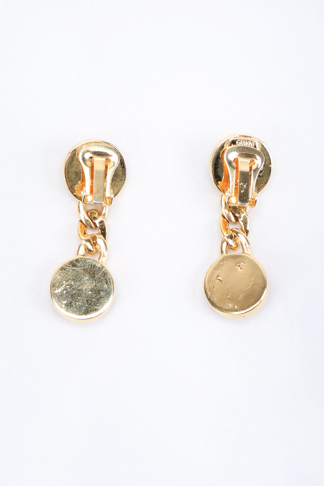 Recess Los Angeles Vintage Gianni Versace Medusa Gold Coin Drop Earrings