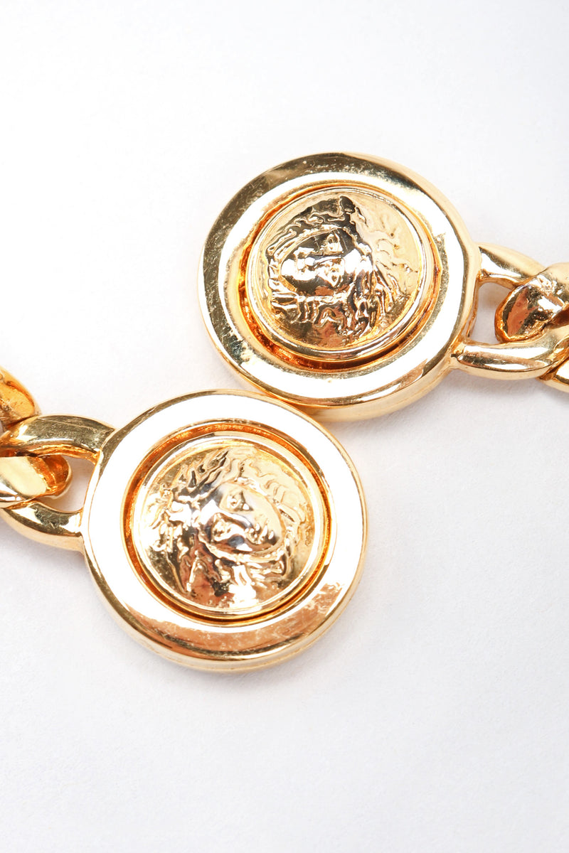 Recess Los Angeles Vintage Gianni Versace Medusa Gold Coin Drop Earrings