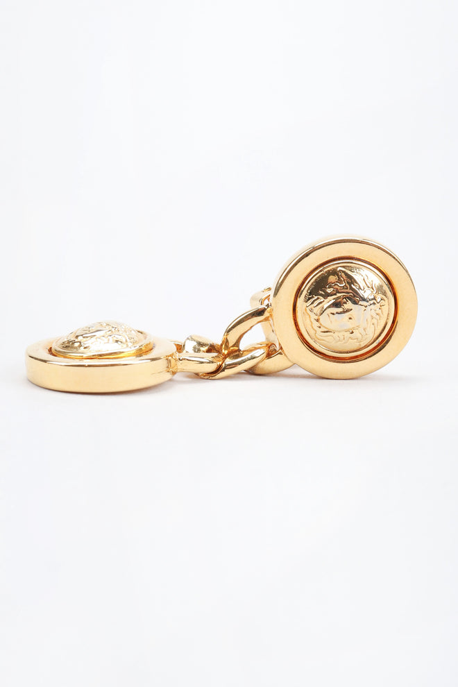 Recess Los Angeles Vintage Gianni Versace Medusa Gold Coin Drop Earrings