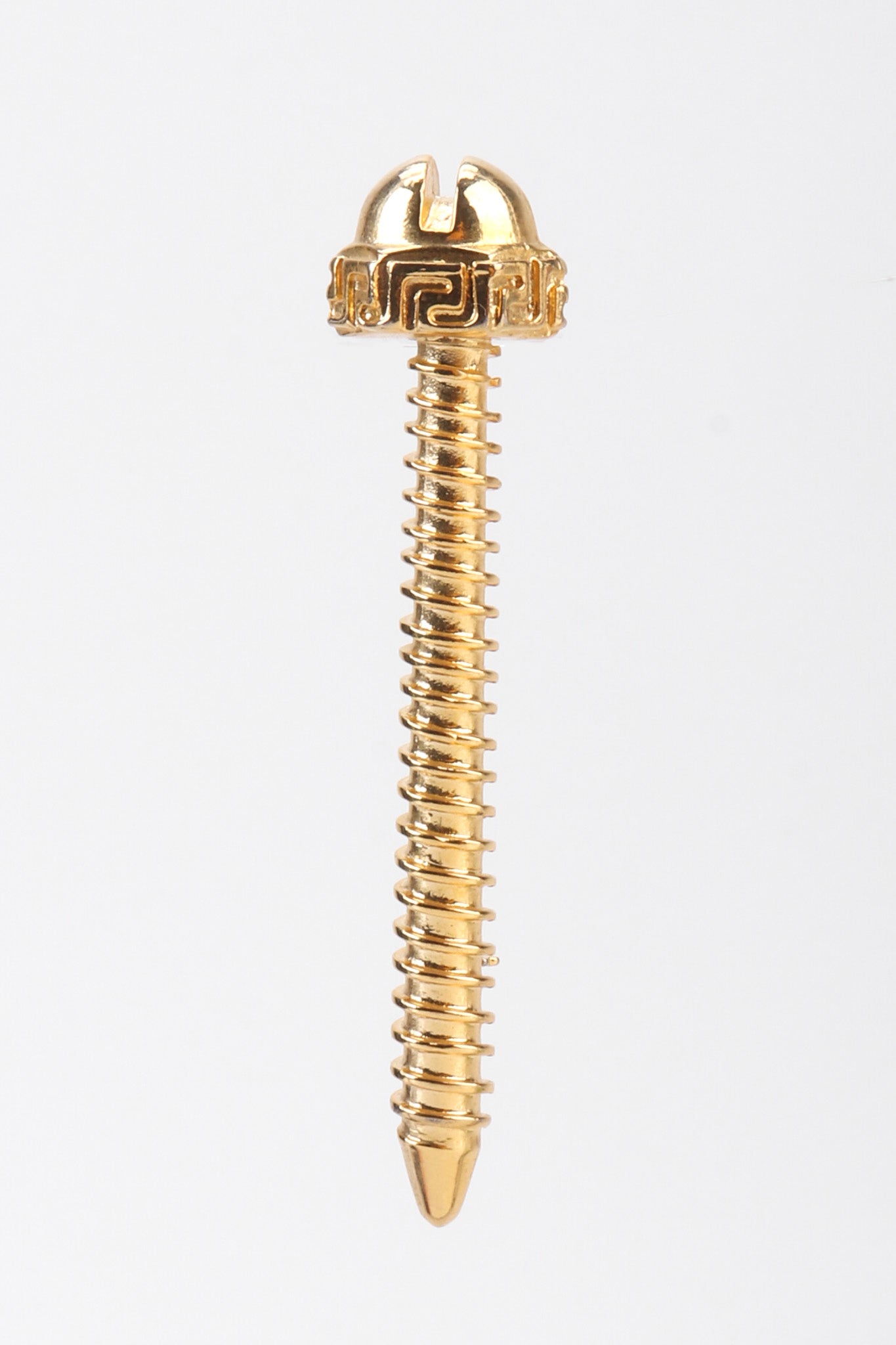 Recess Los Angeles Vintage Versace Golden Greek Key Screw Pin Brooch