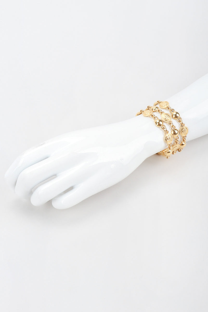 Recess Designer Consignment Vintage Gianni Versace Medusa 3-Strand Bracelet Los Angeles Resale Recycled