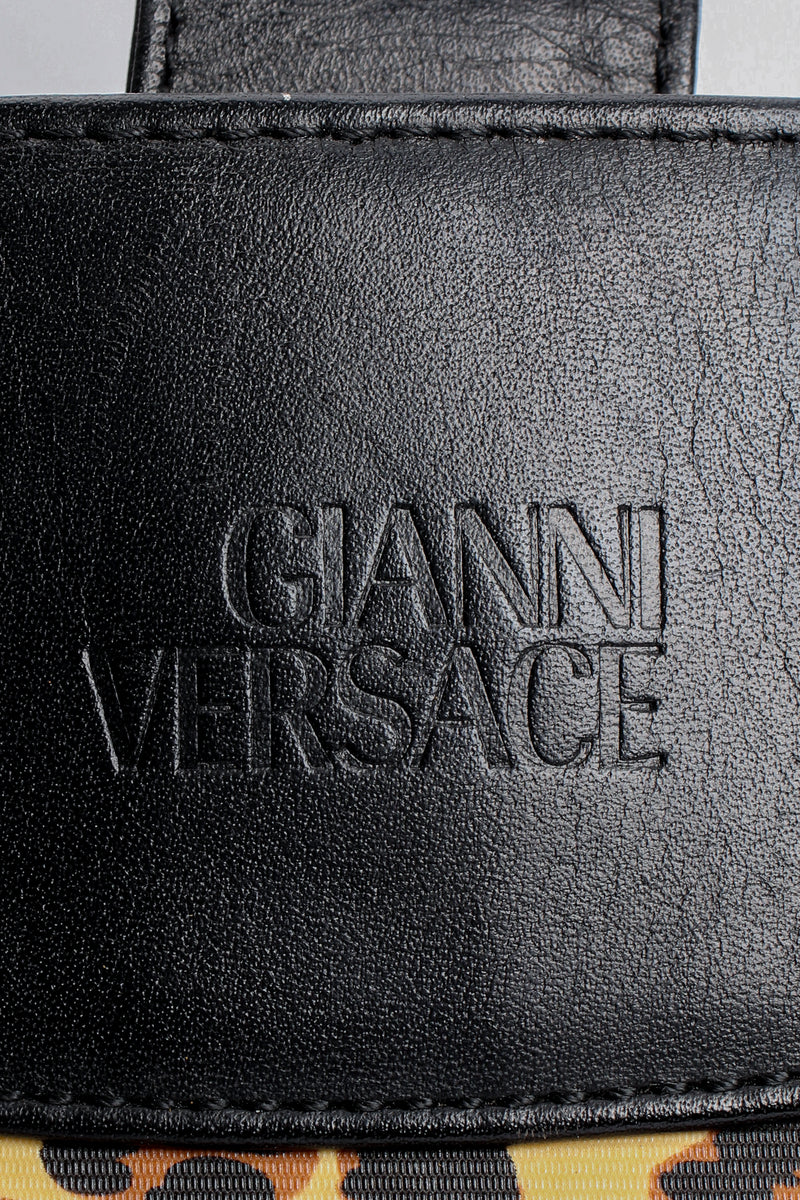 Vintage Gianni Versace Baroque Leopard Print Tote signature stamp at Recess Los Angeles