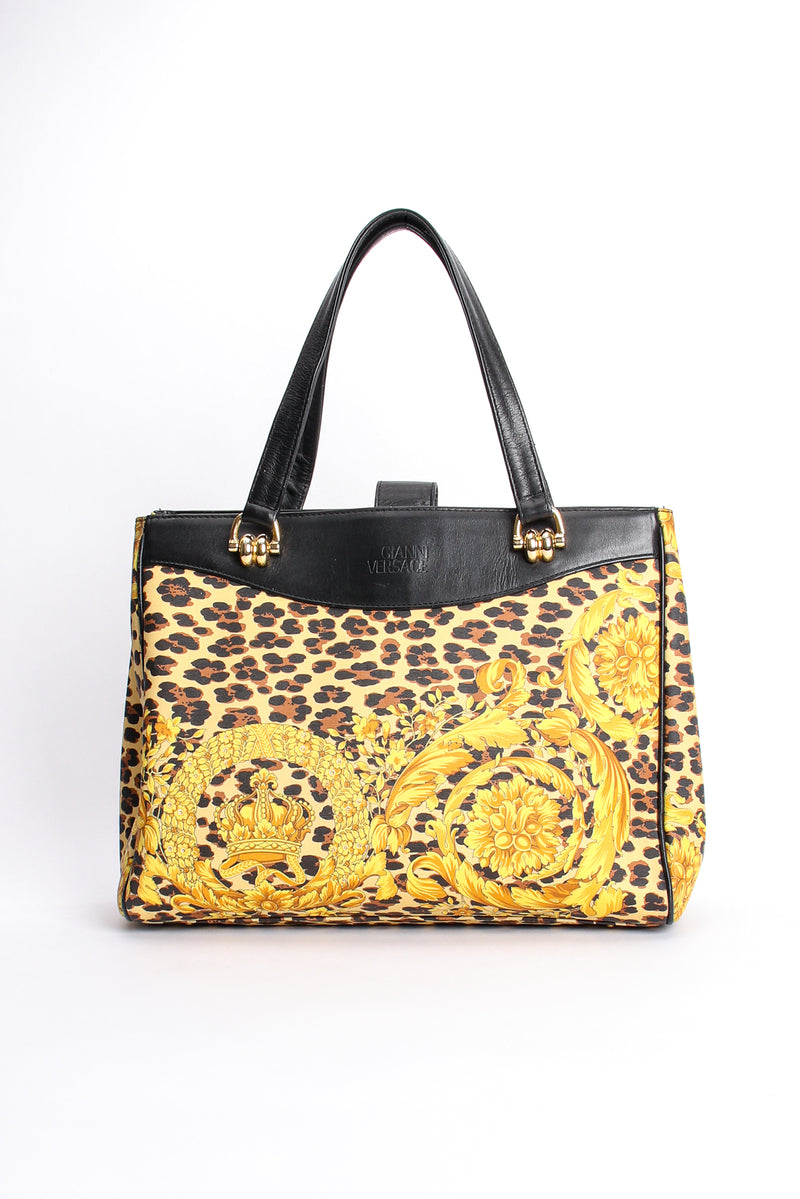 Vintage Gianni Versace Baroque Leopard Print Tote front at Recess Los Angeles