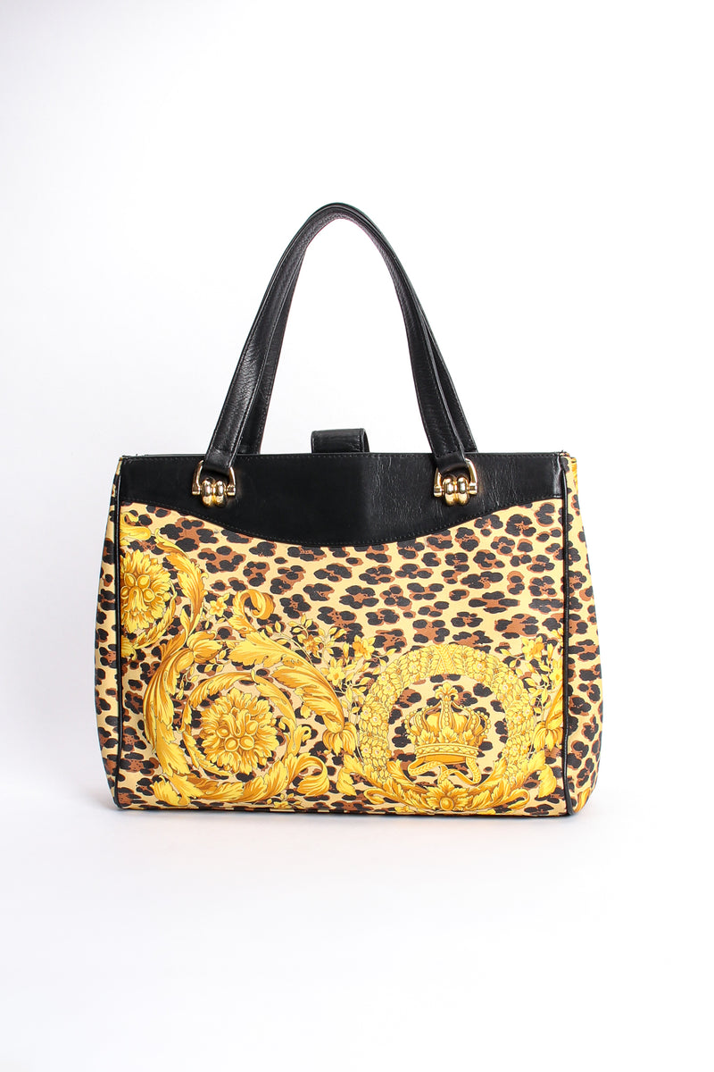 Vintage Gianni Versace Baroque Leopard Print Tote back at Recess Los Angeles