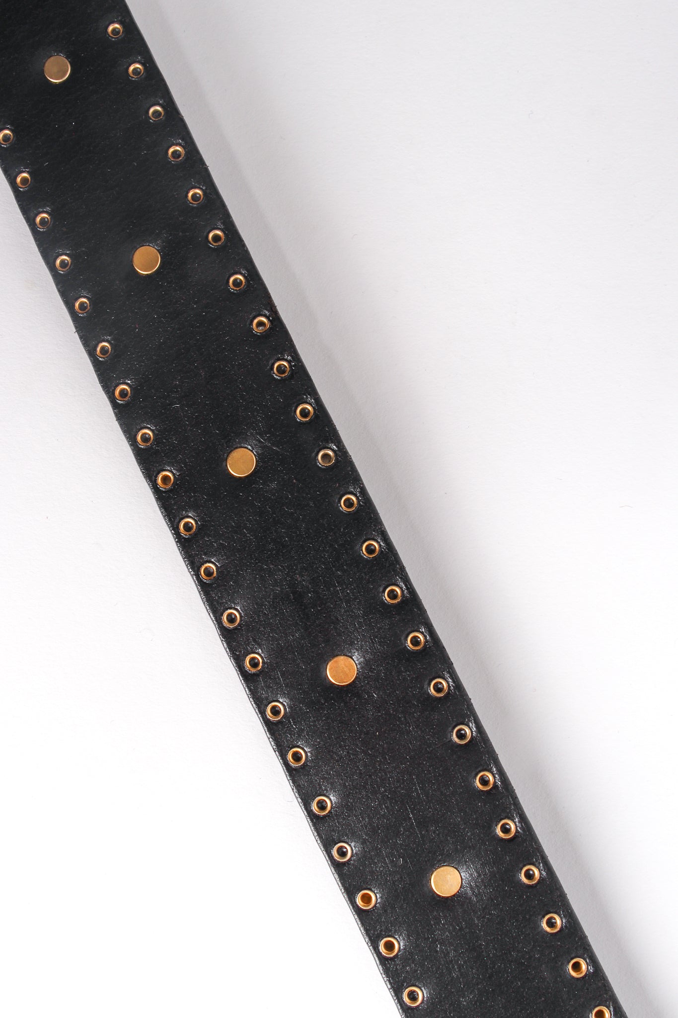 Vintage Versus Gianni Versace Lion Studded Leather Belt backside at Recess Los Angeles