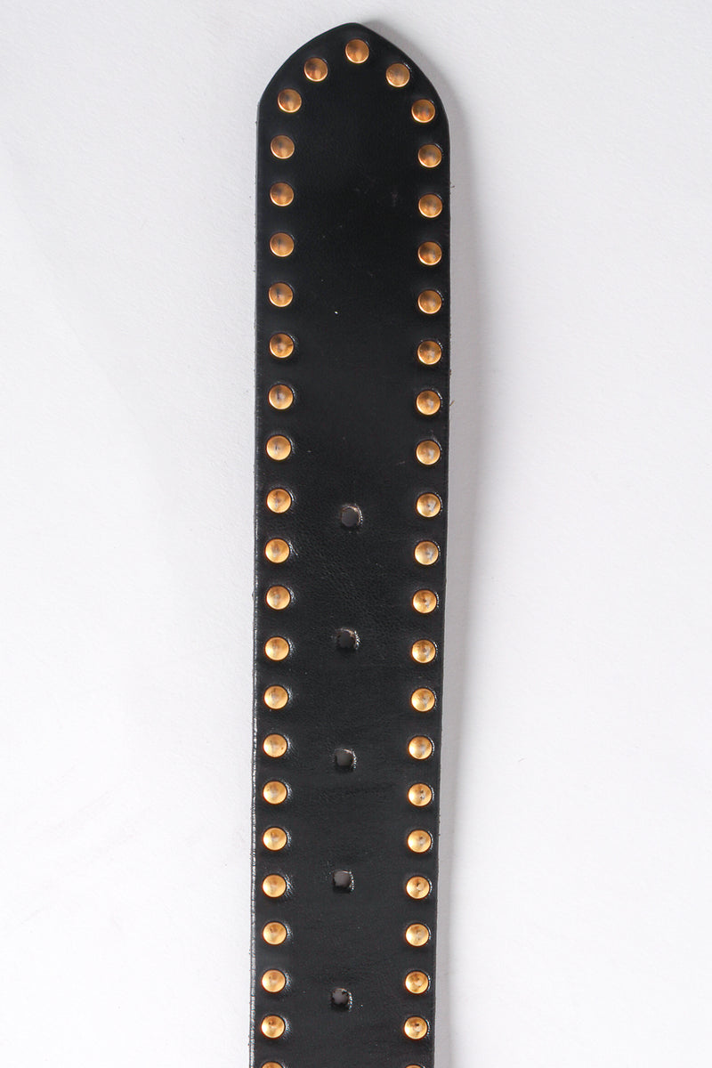 Vintage Versus Gianni Versace Lion Studded Leather Belt holes at Recess Los Angeles