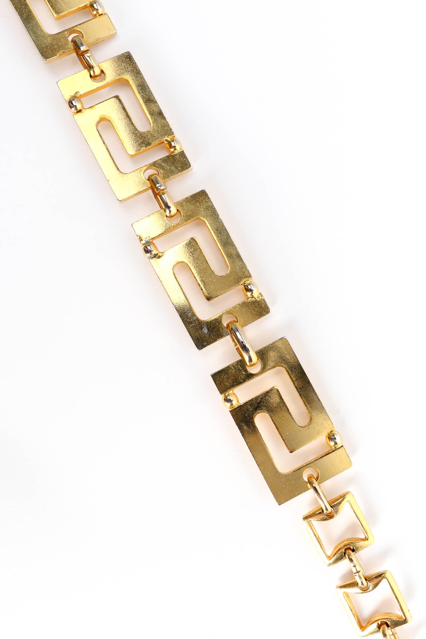 Vintage Gianni Versace Greek Key Metal Link Belt greek key reversed @ Recess Los Angeles