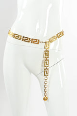 Vintage Gianni Versace Greek Key Metal Link Belt linked on greek key mannequin @ Recess Los Angeles