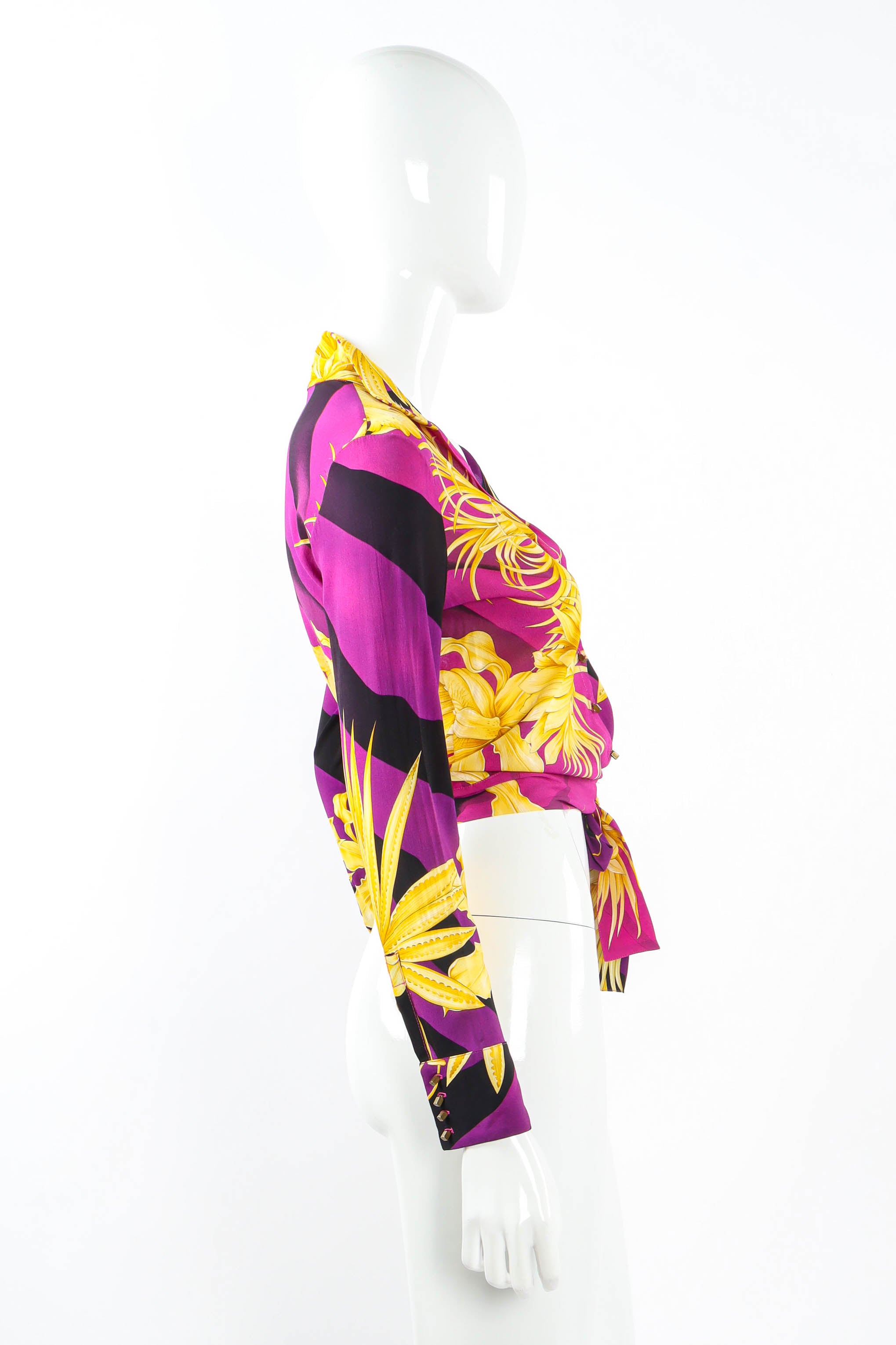 Vintage Gianni Versace Tropical Flower Crop Top mannequin side @ Recess LA