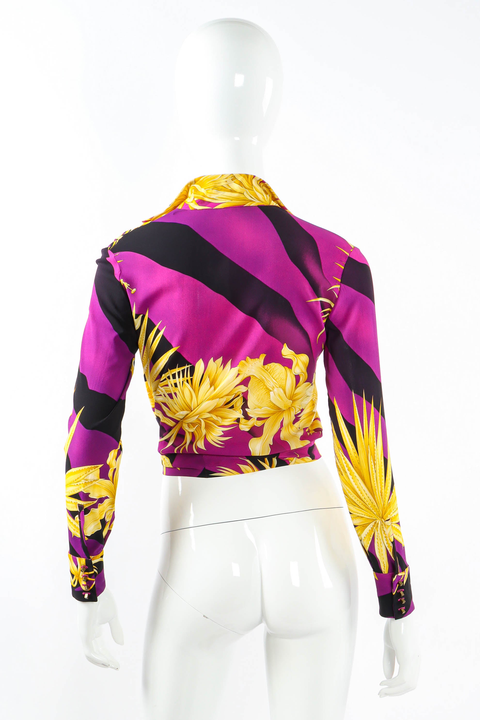 Vintage Gianni Versace Tropical Flower Crop Top mannequin back  @ Recess LA