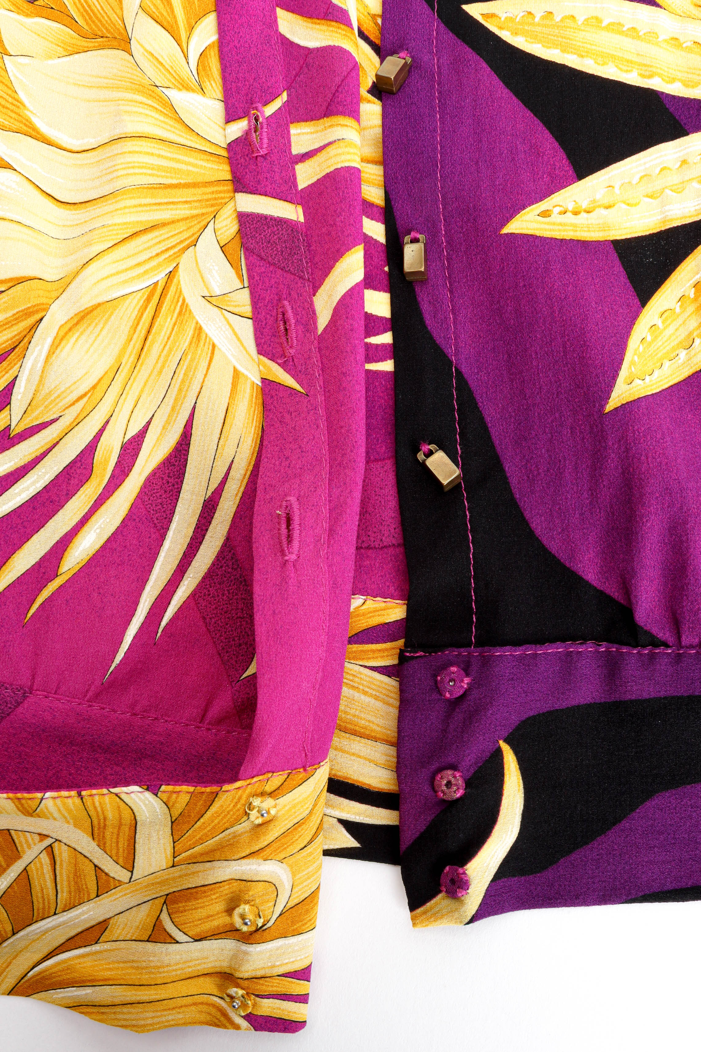 Vintage Gianni Versace Tropical Flower Crop Top button aglet detail @ Recess LA