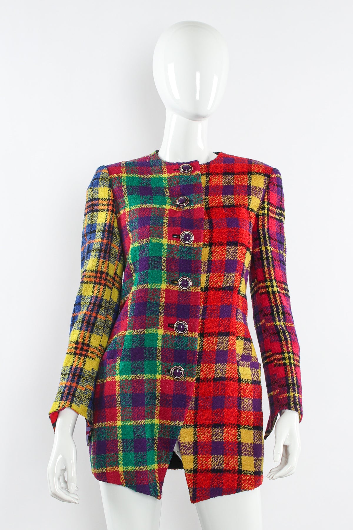 Versacerainbowtartanwooljacket