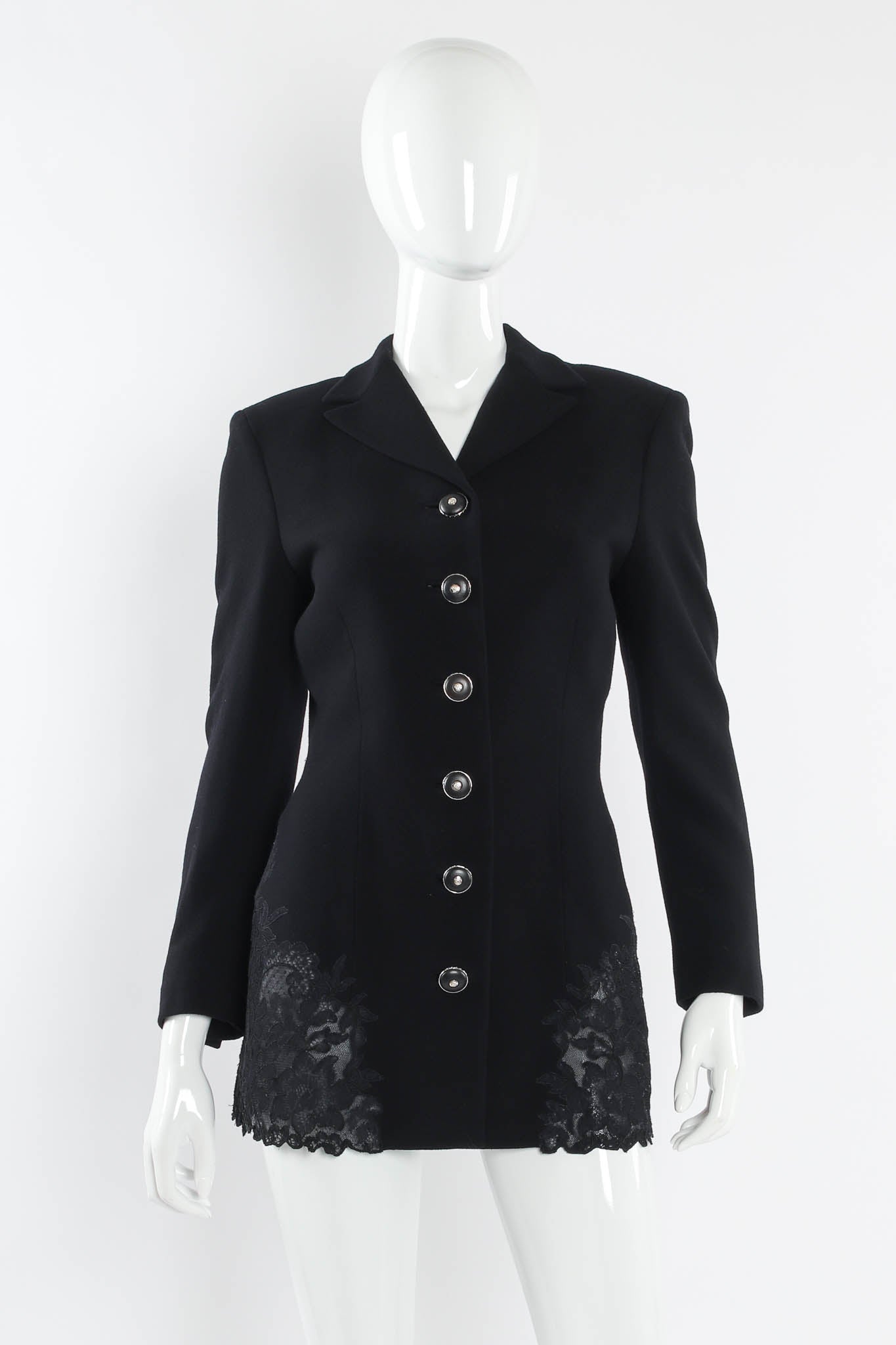 Vintage GVintage Gianni Versace Medusa Lace Blazer Jacket mannequin front @ Recess LA