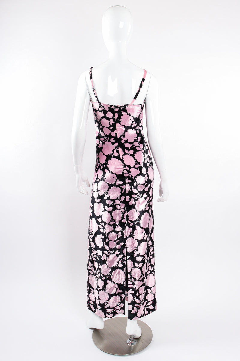 Vintage Versus Gianni Versace Velvet Floral Silhouette Gown on Mannequin back @ Recess LA