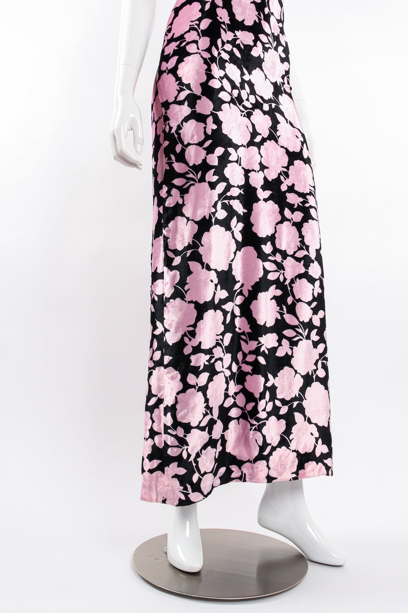 Vintage Versus Gianni Versace Velvet Floral Silhouette Gown on Mannequin skirt @ Recess LA