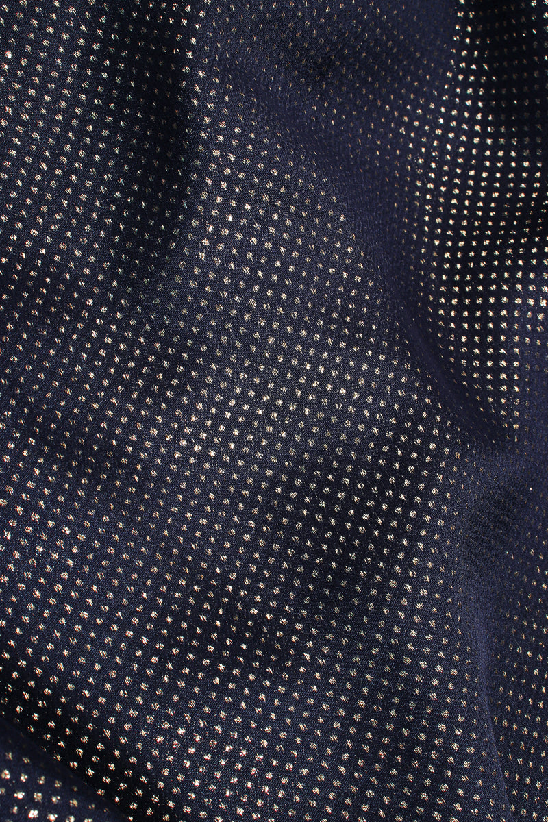 Vintage Vicky Tiel One Shoulder Metallic Dot Sheath Gown fabric at Recess LA