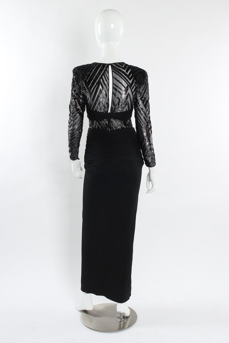 Vintage Vicky Tiel Tinsel Chevron Stripe Silk Dress mannequin back @ Recess LA