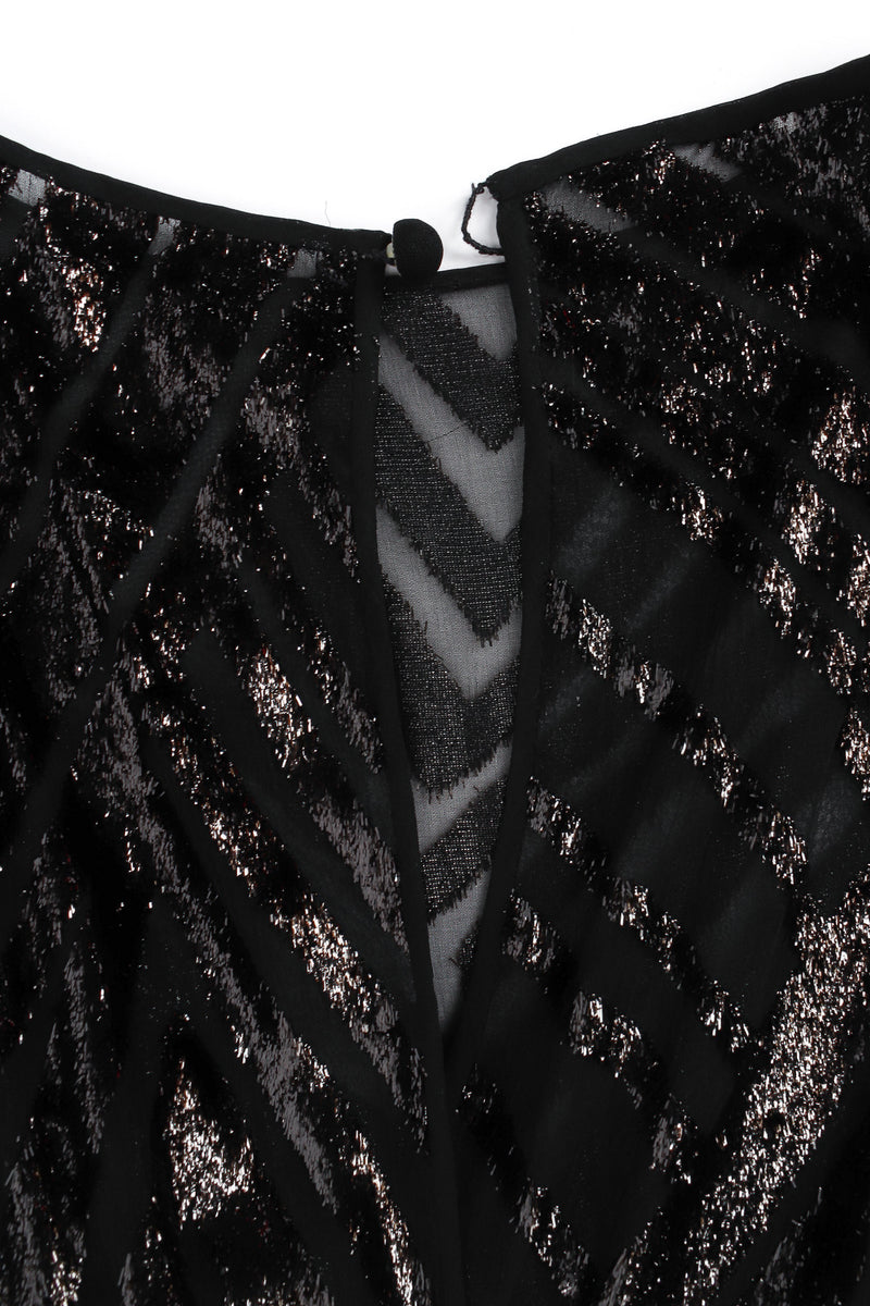 Vintage Vicky Tiel Tinsel Chevron Stripe Silk Dress roleau top button @ Recess LA
