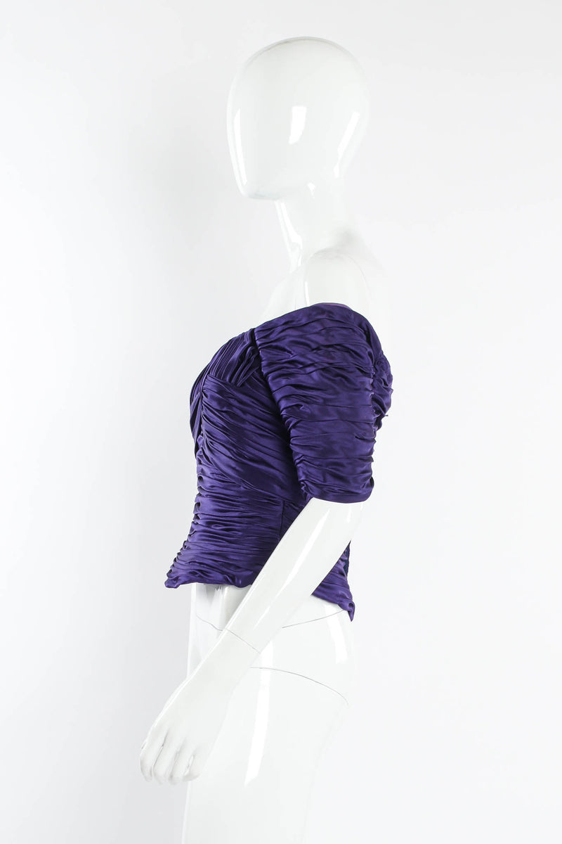Vintage Vicky Tiel Silk Off-Shoulder Corset Top mannequin side @ Recess Los Angeles