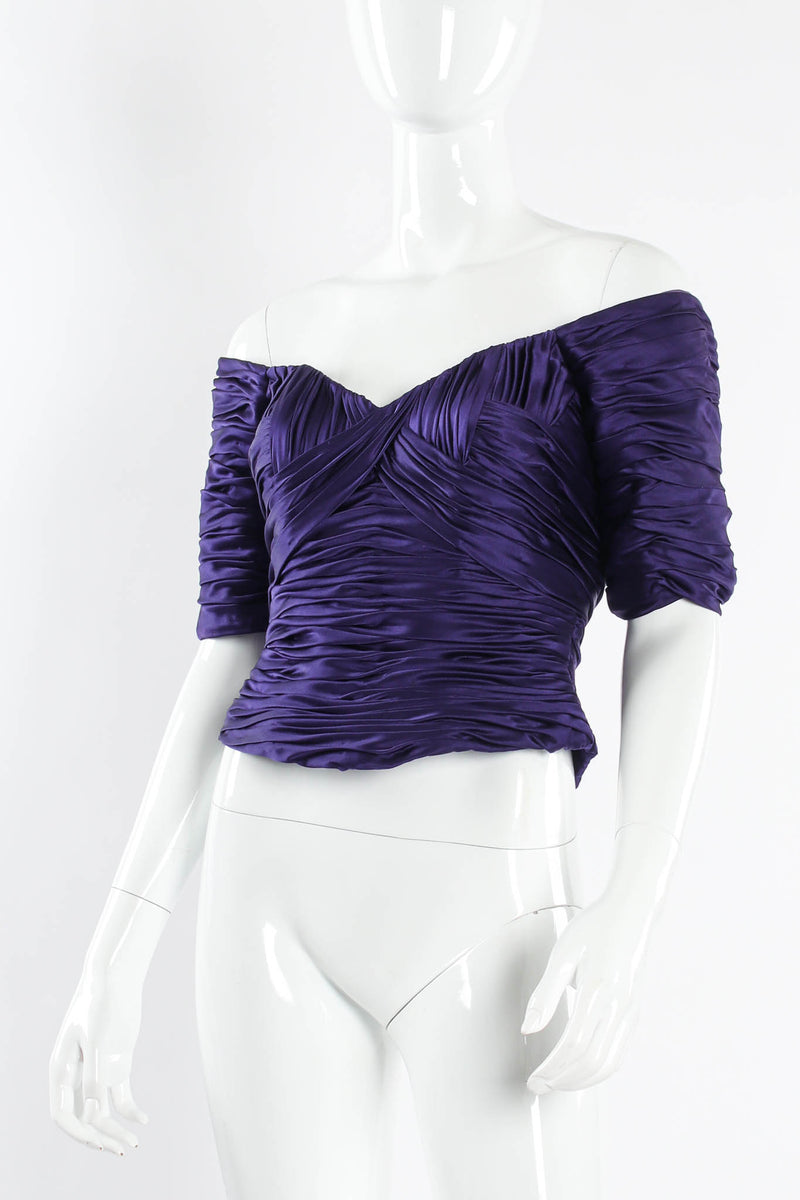 Vintage Vicky Tiel Silk Off-Shoulder Corset Top mannequin angle @ Recess Los Angeles