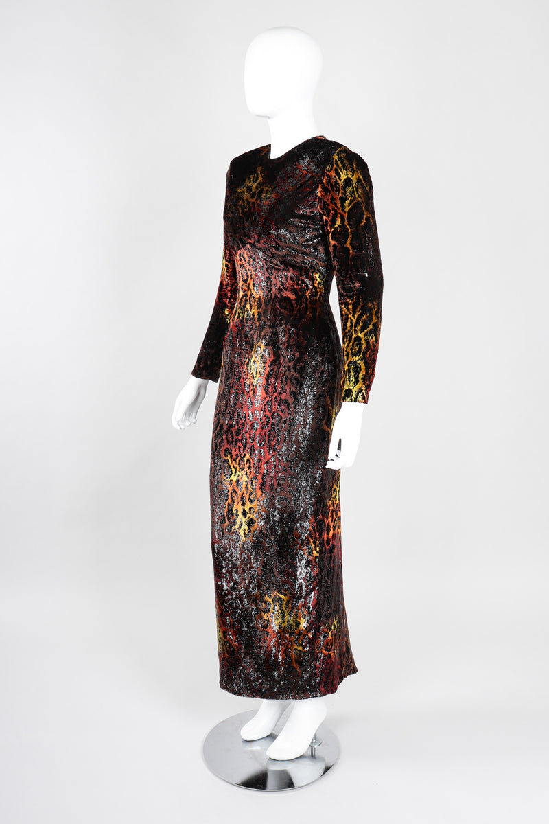 Recess Los Angeles Vintage Vicky Tiel Velvet Lamé Fire Leopard Dress