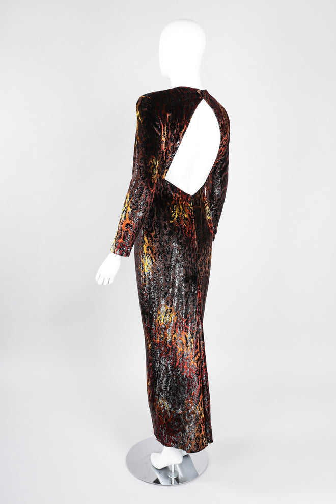 Recess Los Angeles Vintage Vicky Tiel Velvet Lamé Fire Leopard Dress