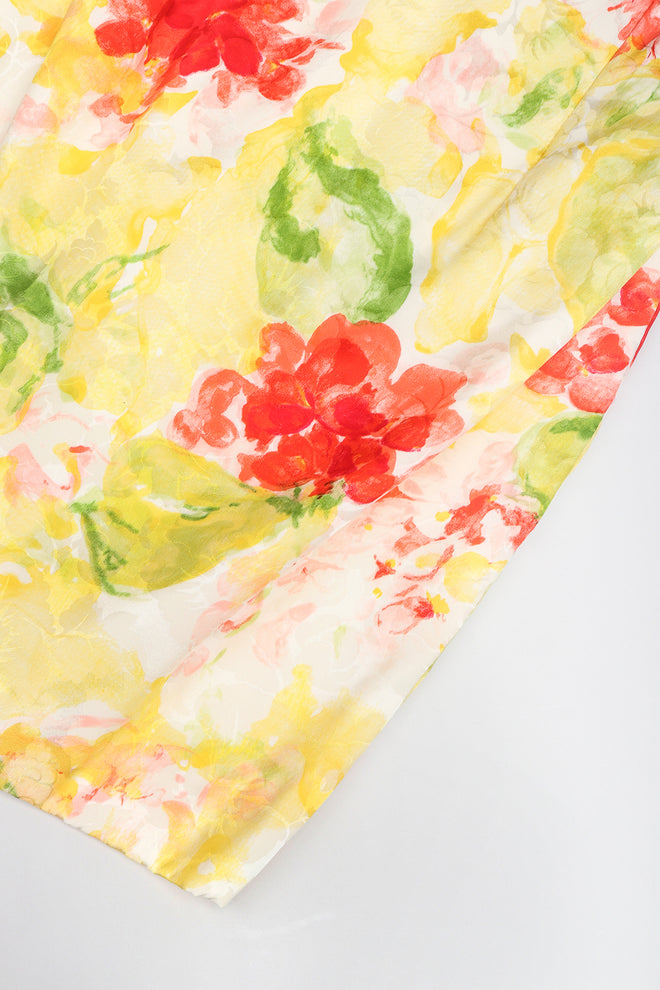 Recess Designer Consignment Vintage Vicky Tiel Floral Watercolor Off The Shoulder Corset Cocktail Dress
