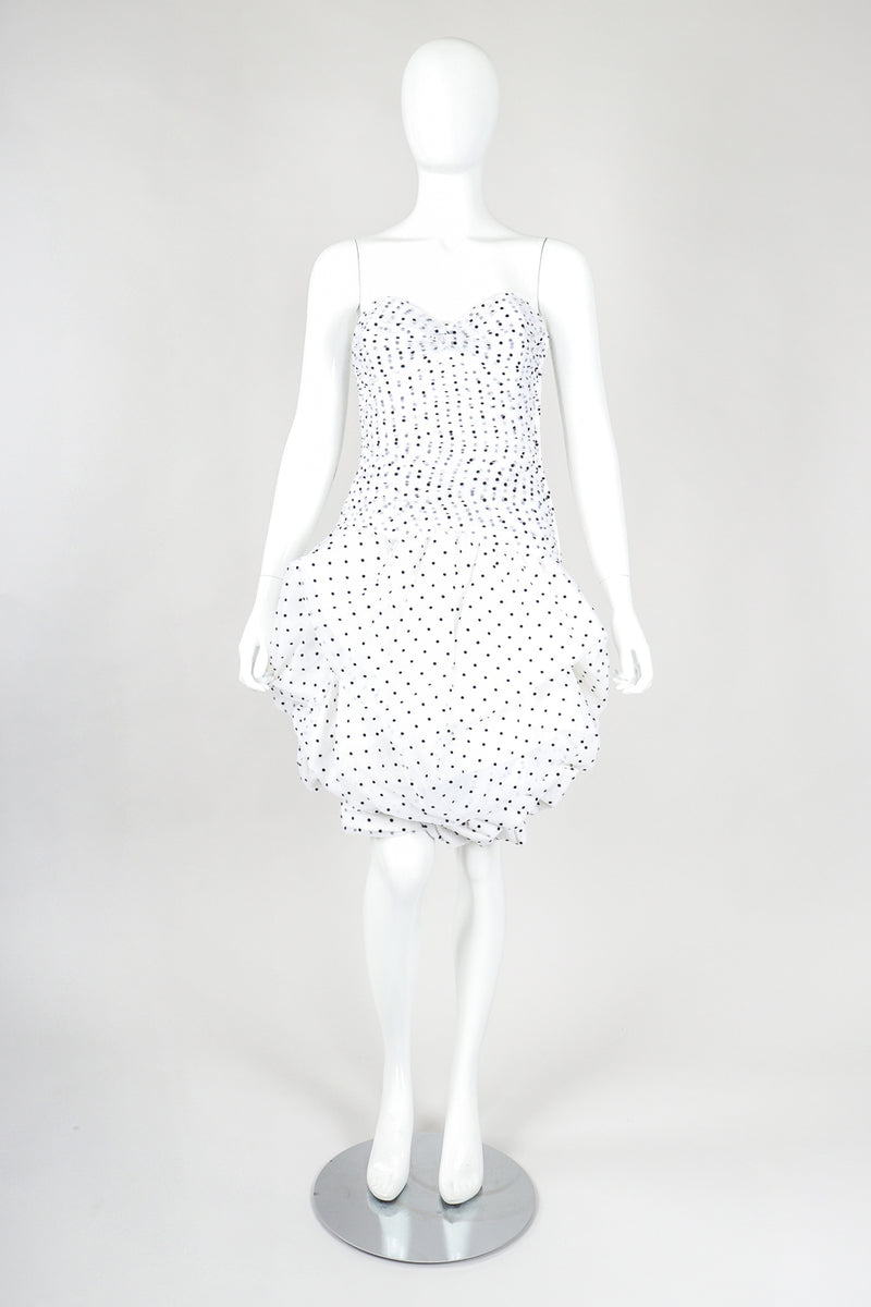 Recess Designer Consignment Vintage Vicky Tiel Sweetheart Dotted Bubble Hem Cocktail Dress Los Angeles Resale Recycled