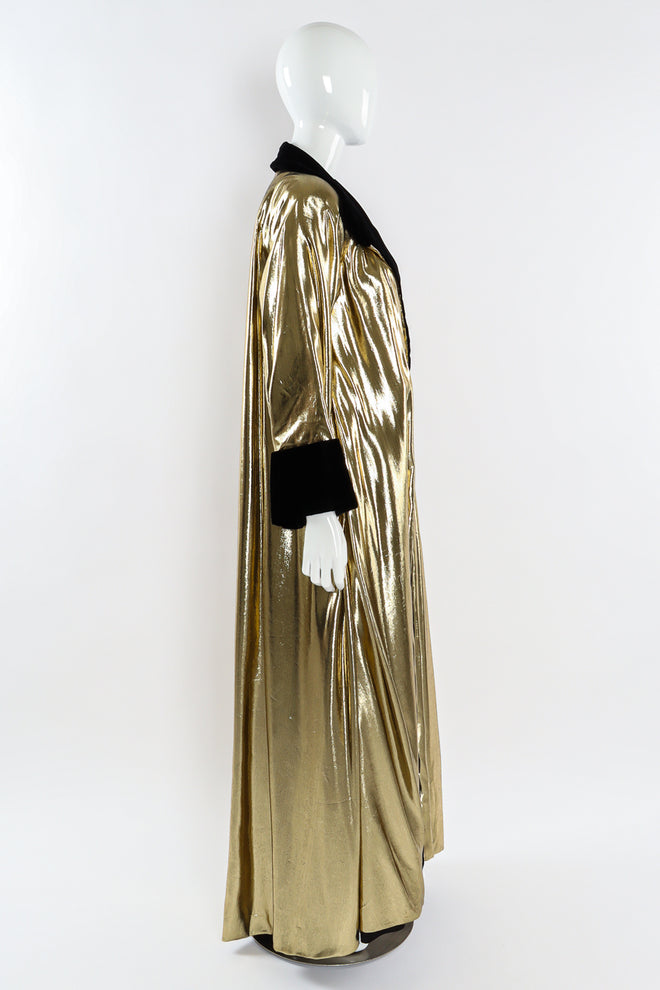Vintage Victor Costa Lamé & Velvet Duster Overcoat mannequin side @ Recess LA