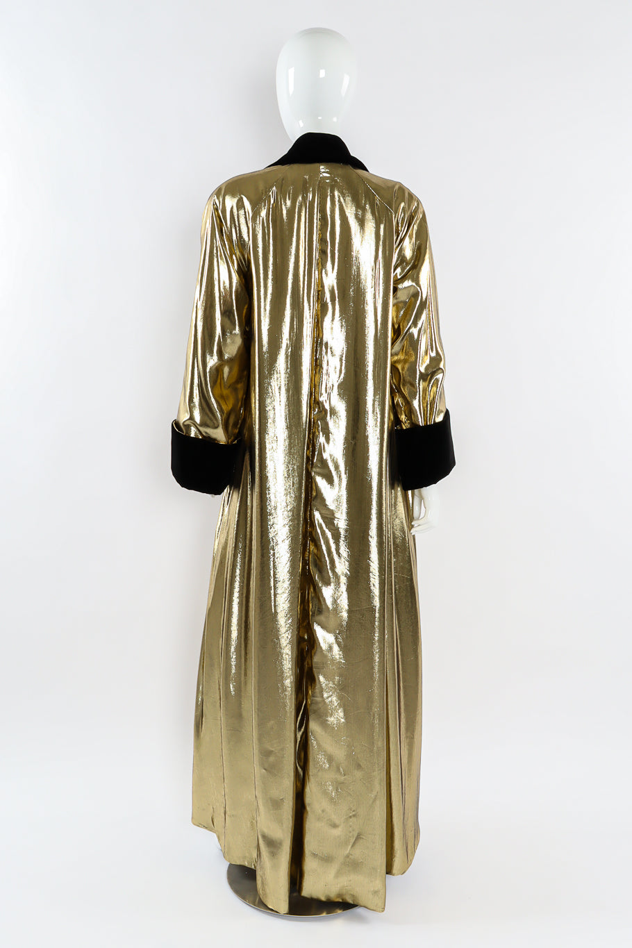 Vintage Victor Costa Lamé & Velvet Duster Overcoat mannequin back @ Recess LA