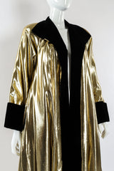 Vintage Victor Costa Lamé & Velvet Duster Overcoat mannequin close front @ Recess LA