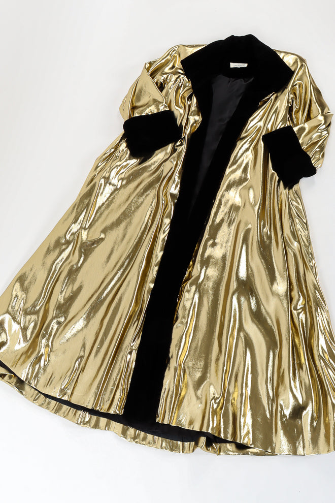 Vintage Victor Costa Lamé & Velvet Duster Overcoat front flat lay @ Recess LA