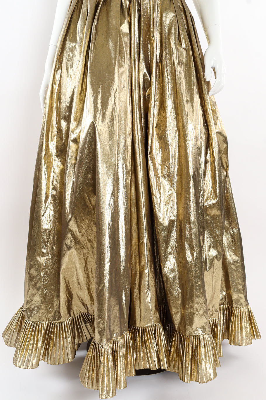 Vintage Victor Costa for Saks Ruffle Pleat Lamé Gown mannequin skirt @ Recess LA