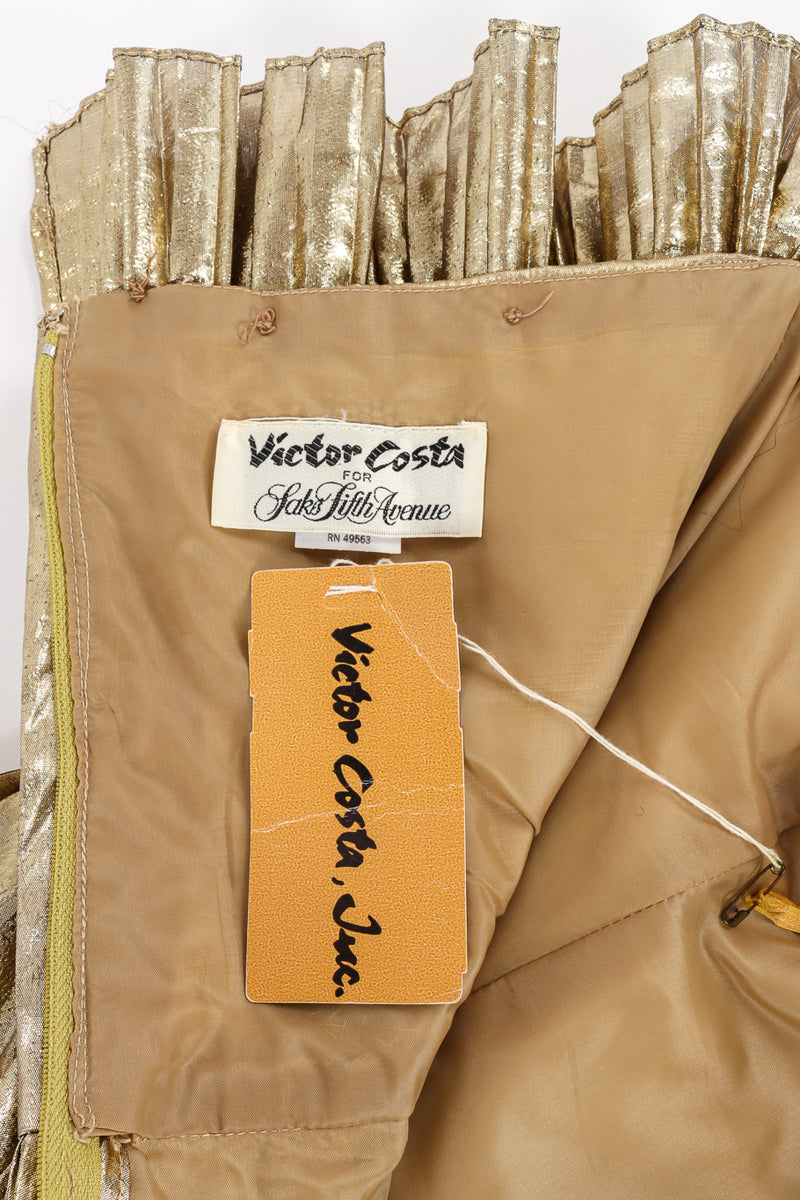 Vintage Victor Costa for Saks Ruffle Pleat Lamé Gown tags @ Recess LA