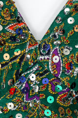 Vintage Victor Costa Floral Sequined Maxi Dress front V neck fray @ Recess LA