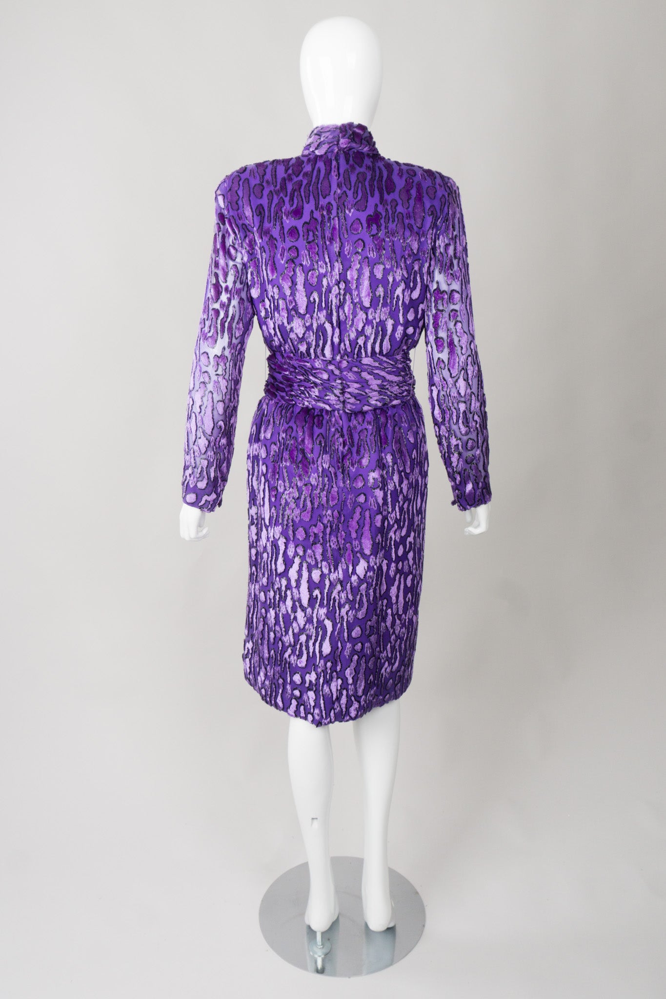 Victor Costa Animal Print Silk Velvet Burnout Dress