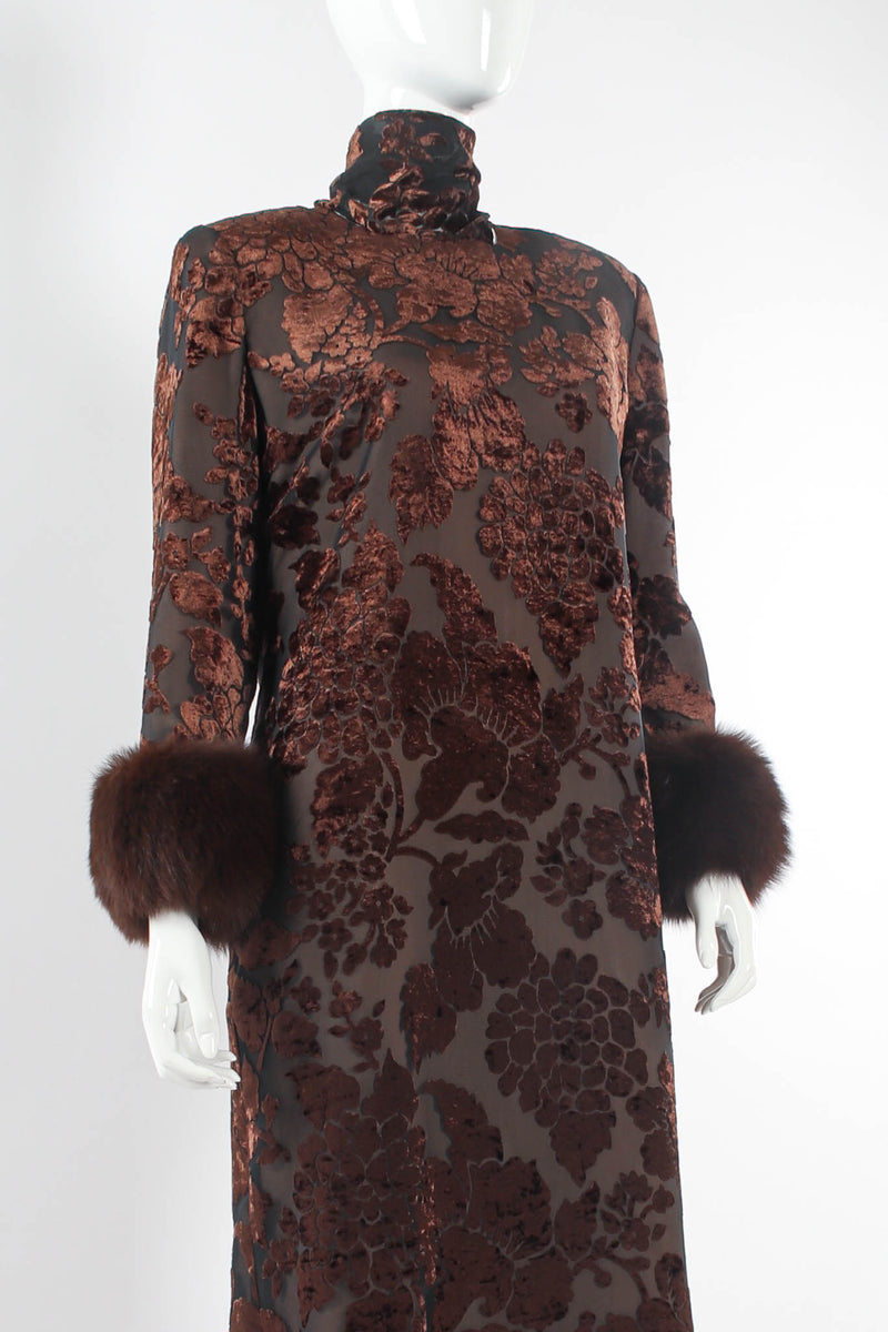 Vintage Victor Costa for Nahdre Floral Foliage Velvet Burnout Dress Recess Vintage Victor Costa for Nahdre Floral Foliage Velvet Burnout Dress Recess