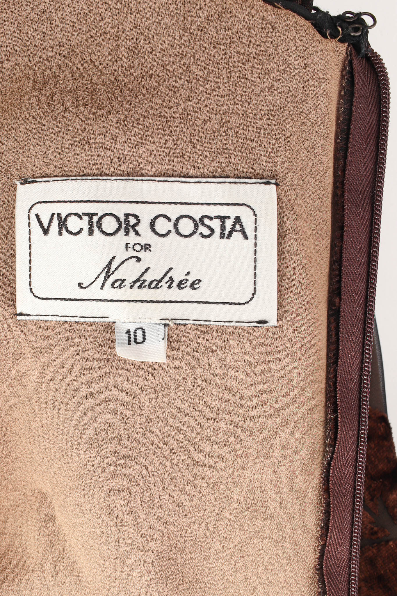 Vintage Victor Costa Floral Foliage Velvet Burnout Dress label @ Recess LA