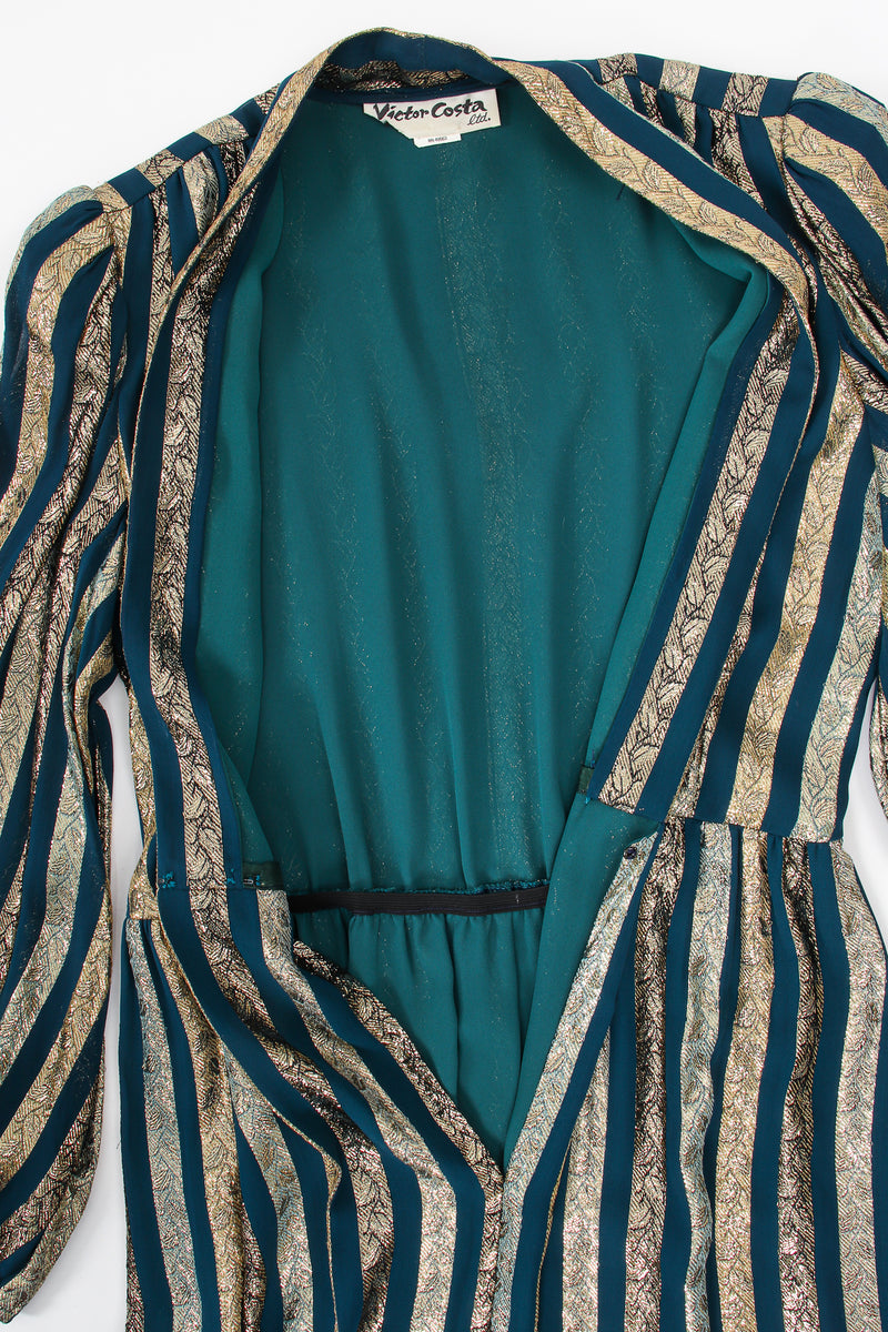Vintage Victor Costa Metallic Ribbon Stripe Silk Gown flat lining @ Recess Los Angeles