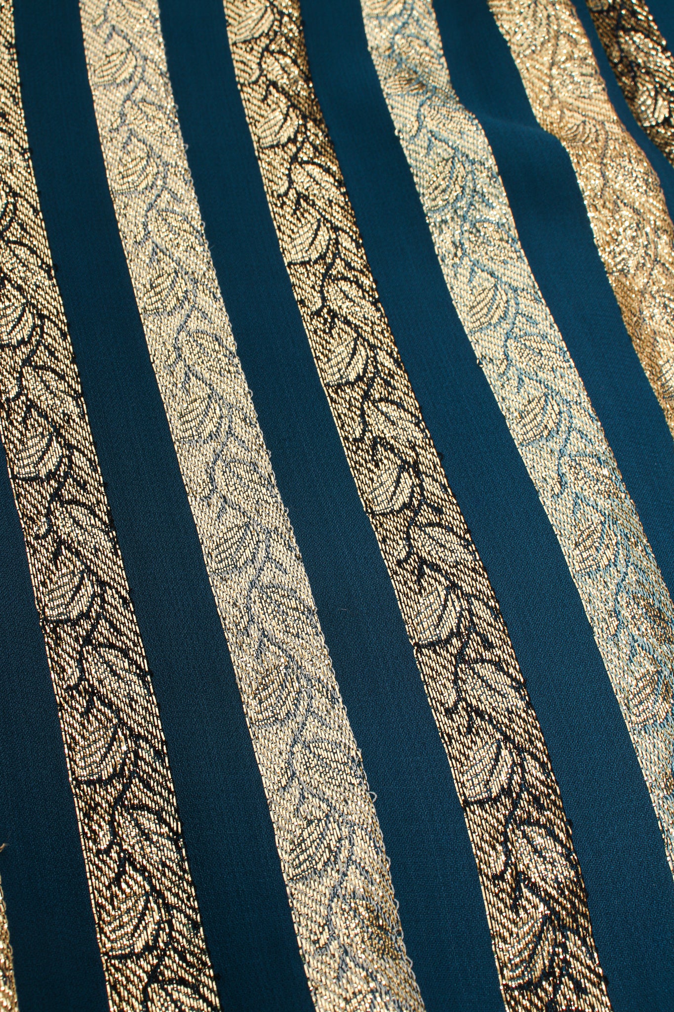 Vintage Victor Costa Metallic Ribbon Stripe Silk Gown fabric at Recess Los Angeles