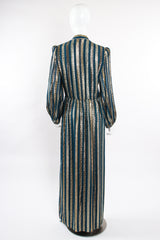 Vintage Victor Costa Metallic Ribbon Stripe Silk Gown on Mannequin back at Recess Los Angeles