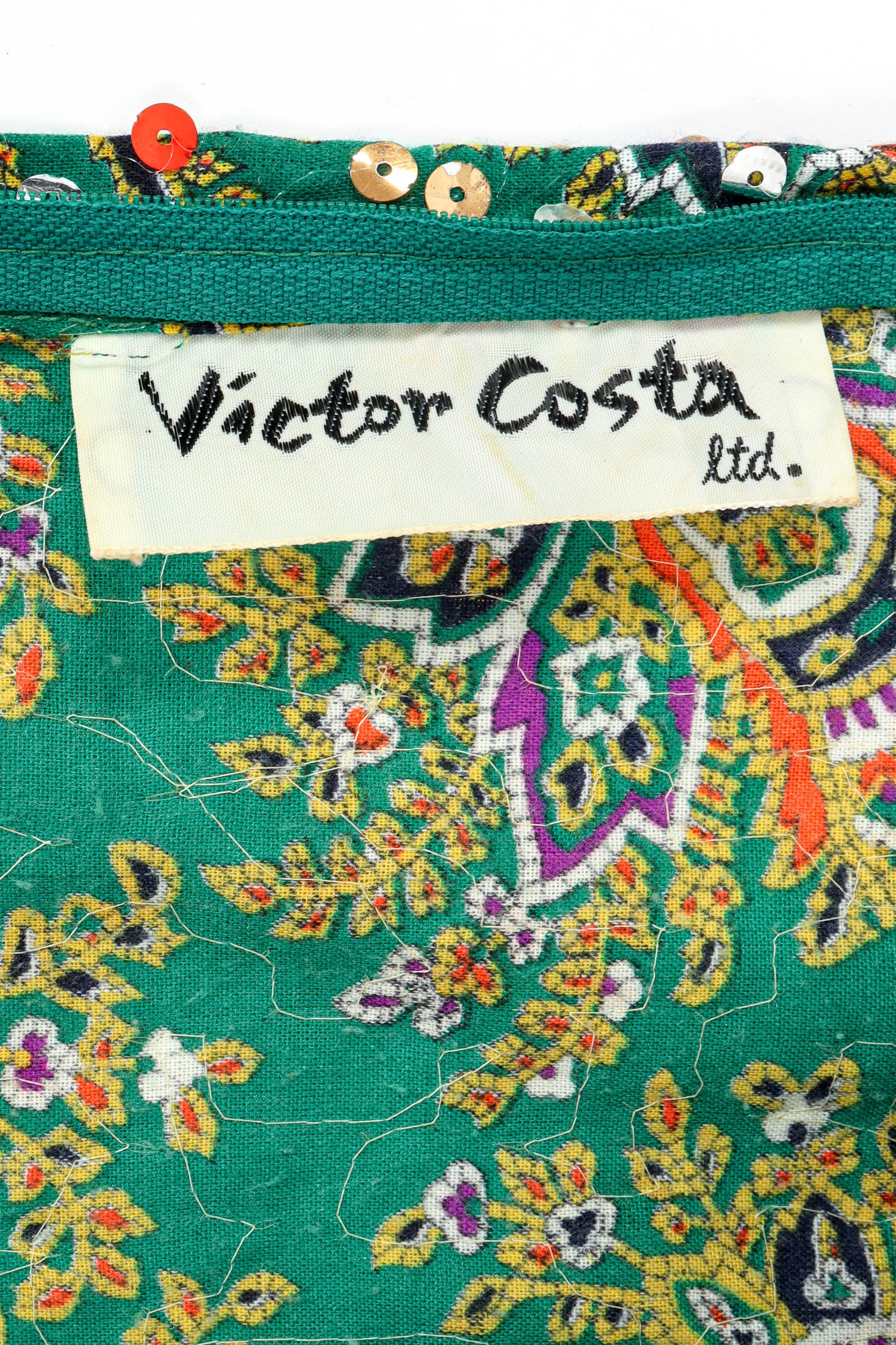 Vintage Victor Costa Floral Sequined Maxi Dress label @ Recess LA