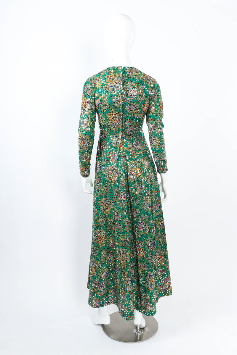 Vintage Victor Costa Floral Sequined Maxi Dress mannequin back @ Recess LA