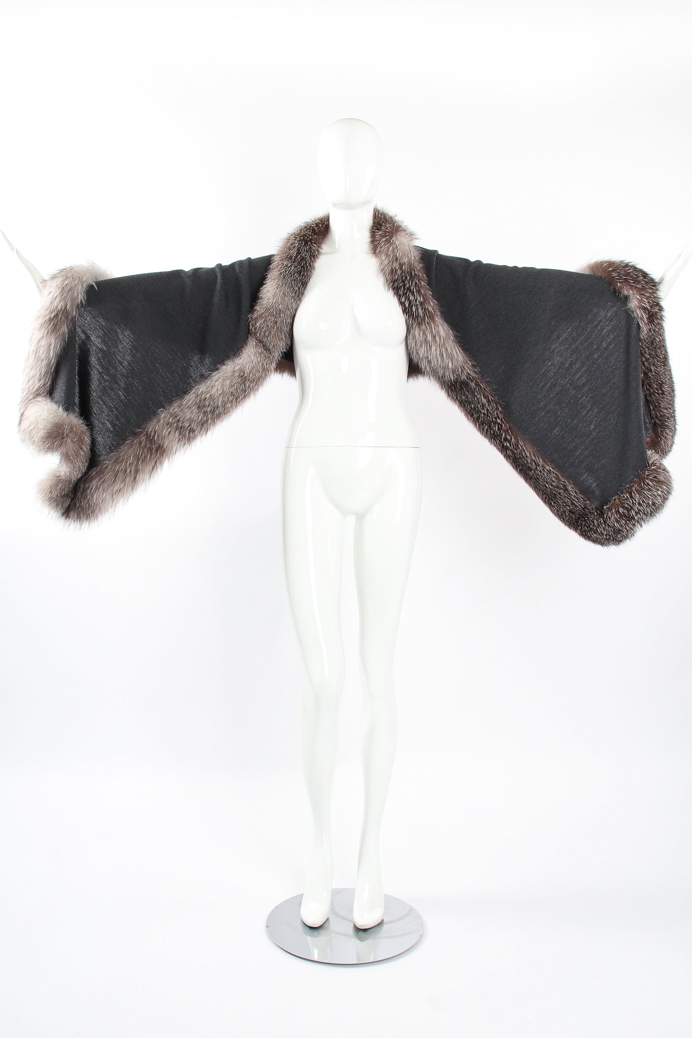 Vintage Victor Costa Tulip Dress & Fur Wrap Set on Mannequin shawl at Recess LA