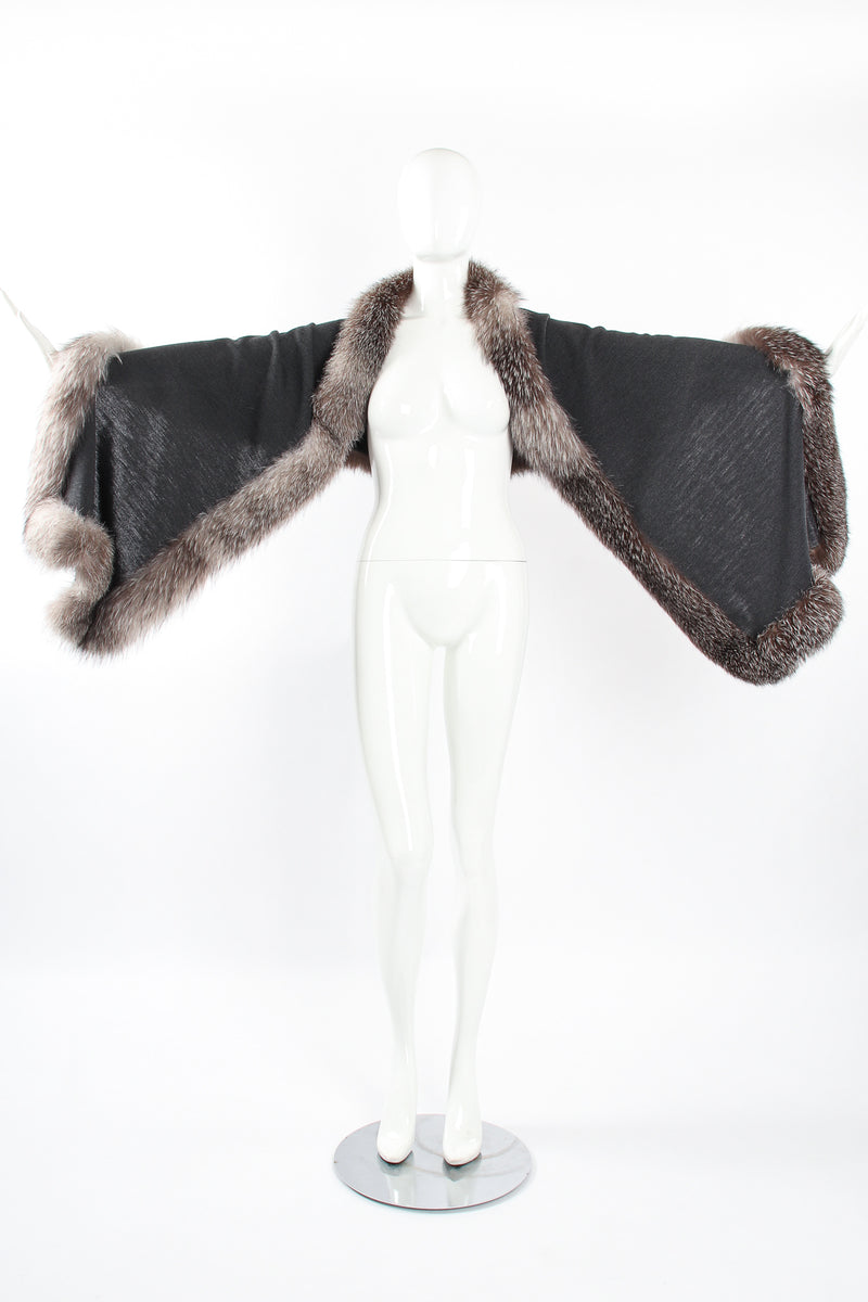Vintage Victor Costa Tulip Dress & Fur Wrap Set on Mannequin shawl at Recess LA
