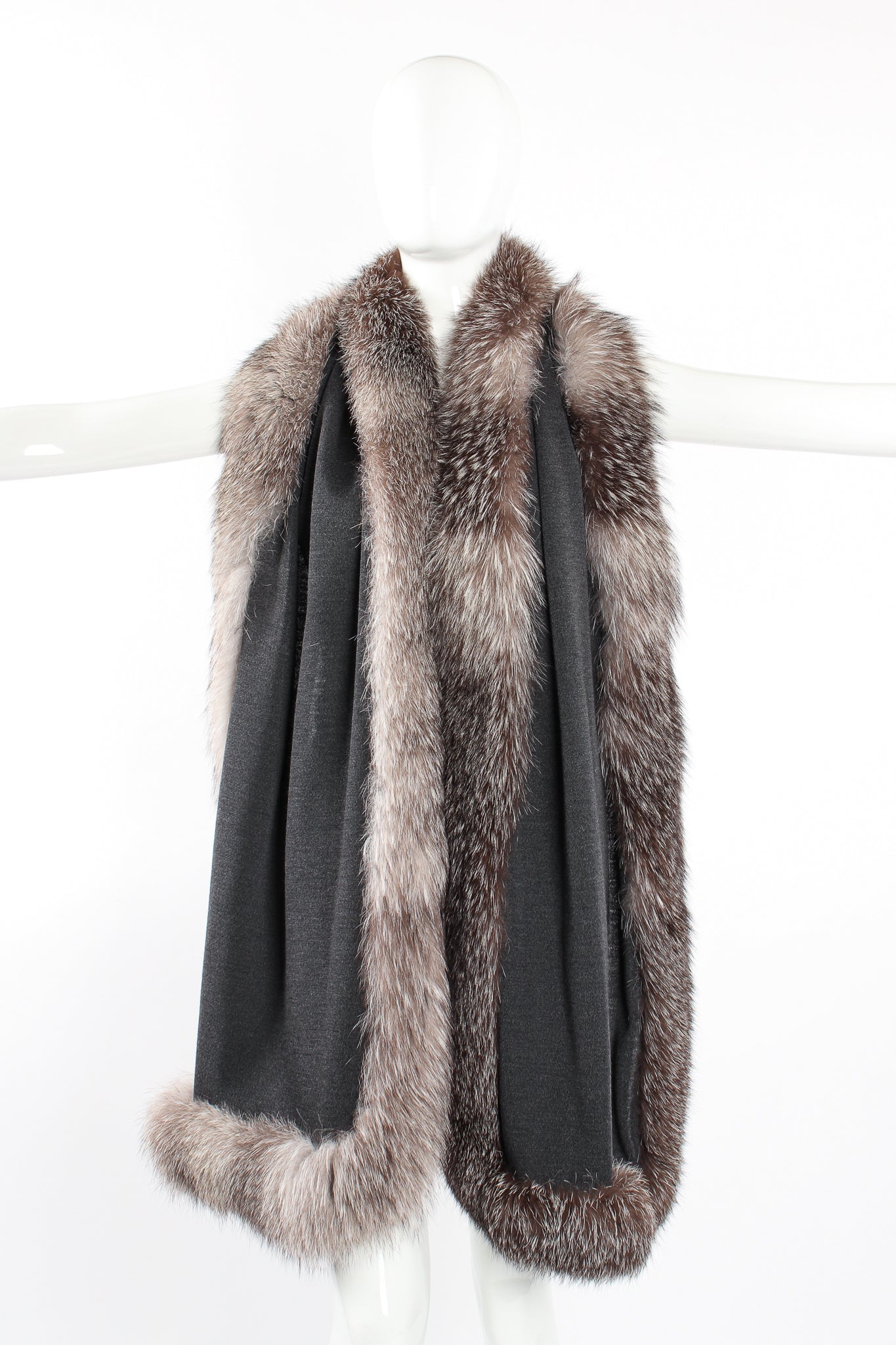 Vintage Victor Costa Tulip Dress & Fur Wrap Set on Mannequin shawl at Recess LA