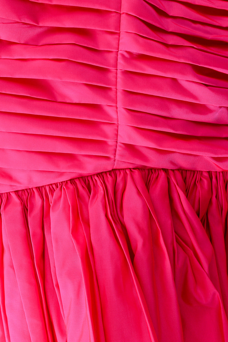 Vintage Victor Costa Ruffle Pleated Strapless Cocktail Dress Closeup of Fabric at Recess LA