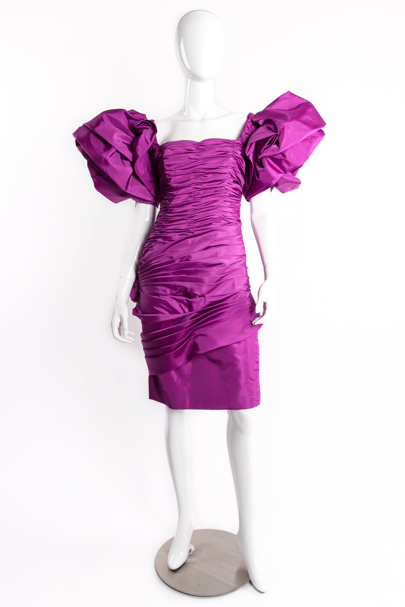Vintage Victor Costa Rose Puff Strapless Cocktail Dress on Mannequin front at Recess Los Angeles