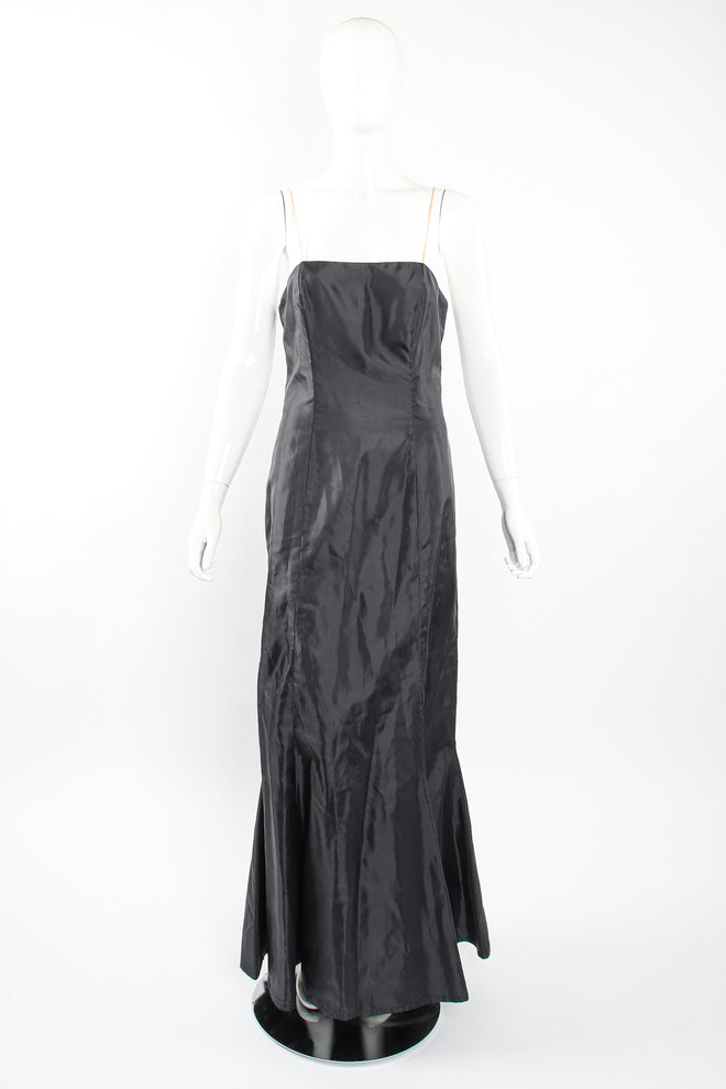 Vintage Victor Costa Sheer Brocade Layered Mermaid Gown slip front on Mannequin at Recess Los Angeles